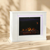 Cheminée électrique avec manteau blanc de 98 cm, schéma coté