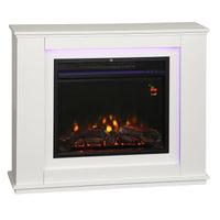 Cheminée électrique avec manteau blanc de 98 cm, sur fond blanc