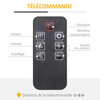 Télécommande fournie avec la cheminée électrique avec manteau et étagère 80 cm