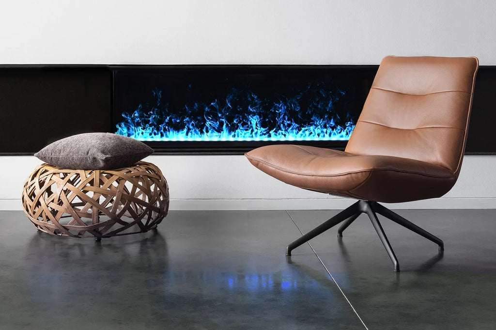 Foyer électrique à vapeur d'eau encastrable, dans un salon design